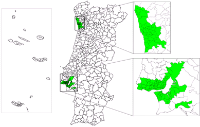 A Figura 1 apresenta as zonas de taxação A (que corresponde às cidades de Lisboa e Porto e respetivas coroas urbanas) e B (restantes zonas do país).