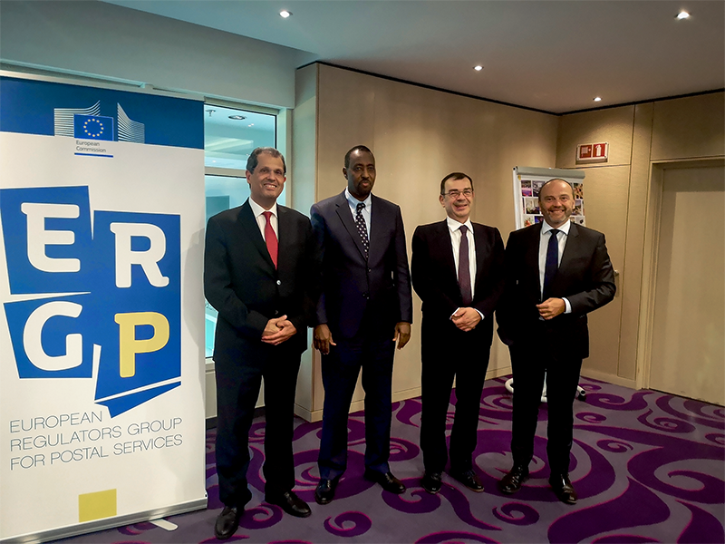 From left to right: João Cadete de Matos (Chair of ANACOM / Chair of the ERGP), Bishar Hussein (Director General of the UPU International Bureau), Spyros Pantelis (EETT Vice-Chair / ERGP Vice-Chair) and Jack Hamande (executive member of the Board of Directors of the BIPT / ERGP Vice-Chair).