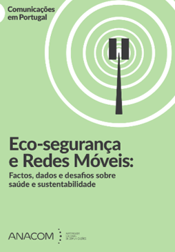 Capa do Guia ''Eco-segurança e Redes Móveis: Factos, dados e desafios sobre saúde e sustentabilidade''.